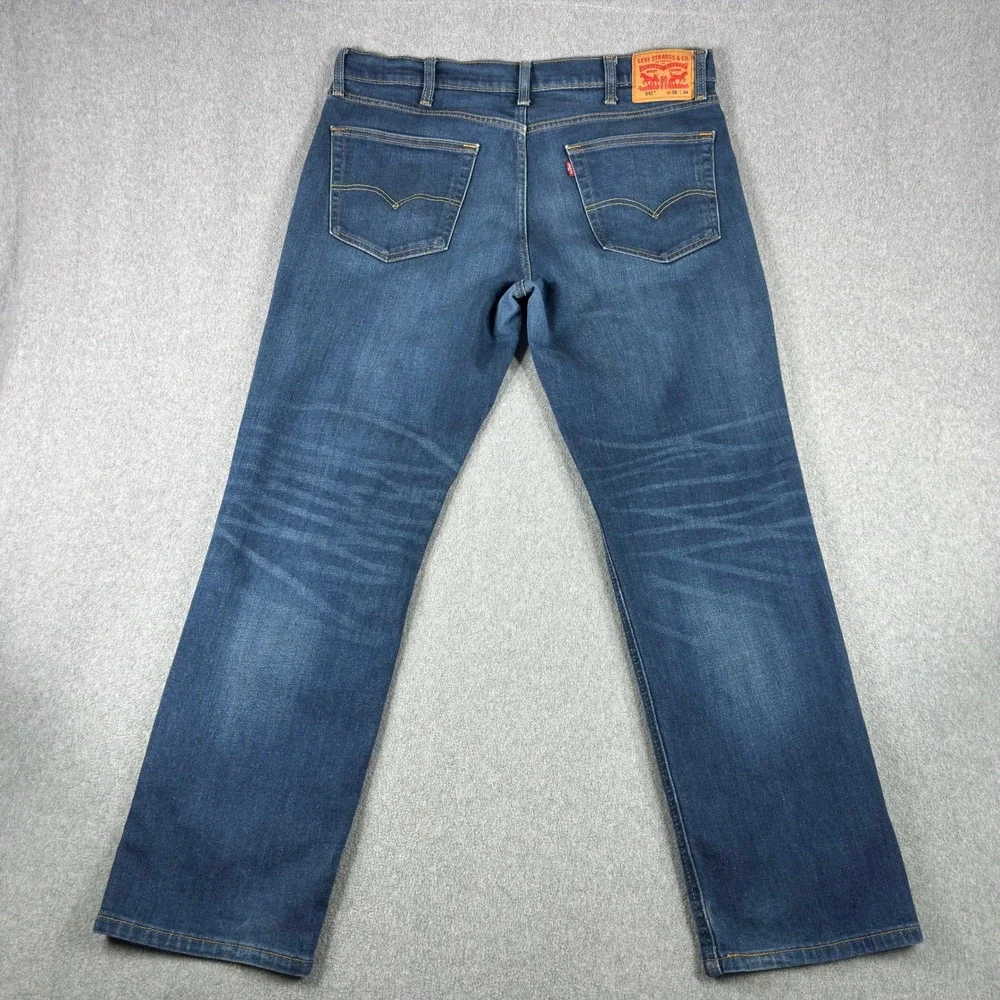 Levi's 541 Jeans Men's 38x32 Athletic Fit Stretch Blue Denim Whiskered